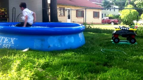 Collab copyright protection - blue pool shirtless kid faceplant