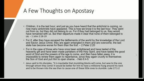 Update and a Few Thoughts on Apostasy
