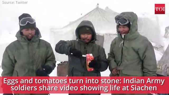 0:03 / 2:20 Eggs and tomatoes turn into stone: Indian Army soldiers