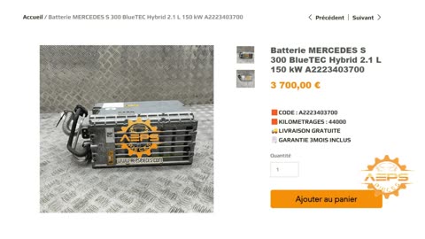 AEPSPIECES.COM - Batterie MERCEDES S 300 BlueTEC Hybrid 2.1 L 150 kW A2223403700