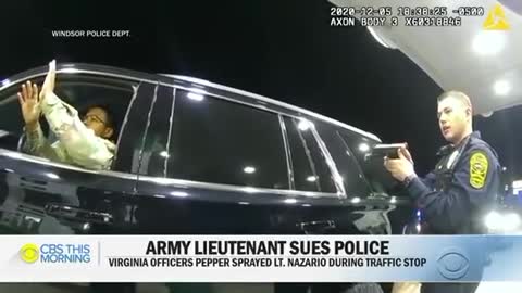 Two White police officers Harrash a active serving Black Army Lieutenant.