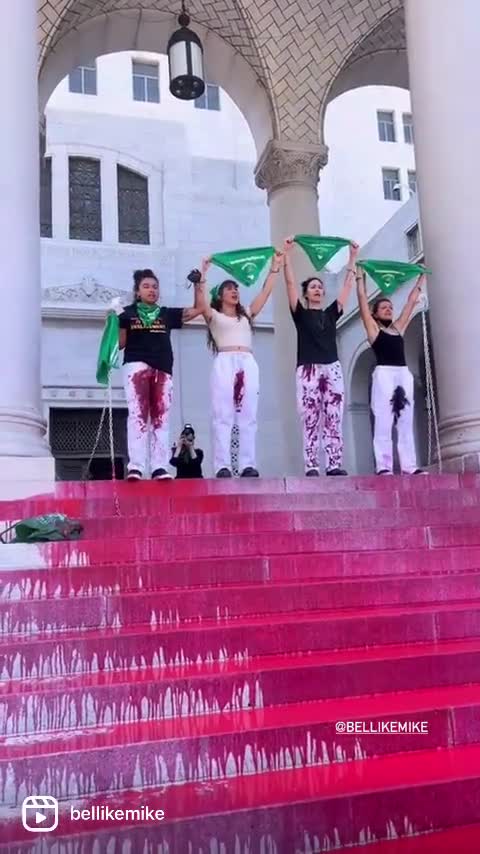 Pro-Abortion Loonies In Los Angeles Protest Overturning Of Roe, Pour Fake Blood On City Halls Steps