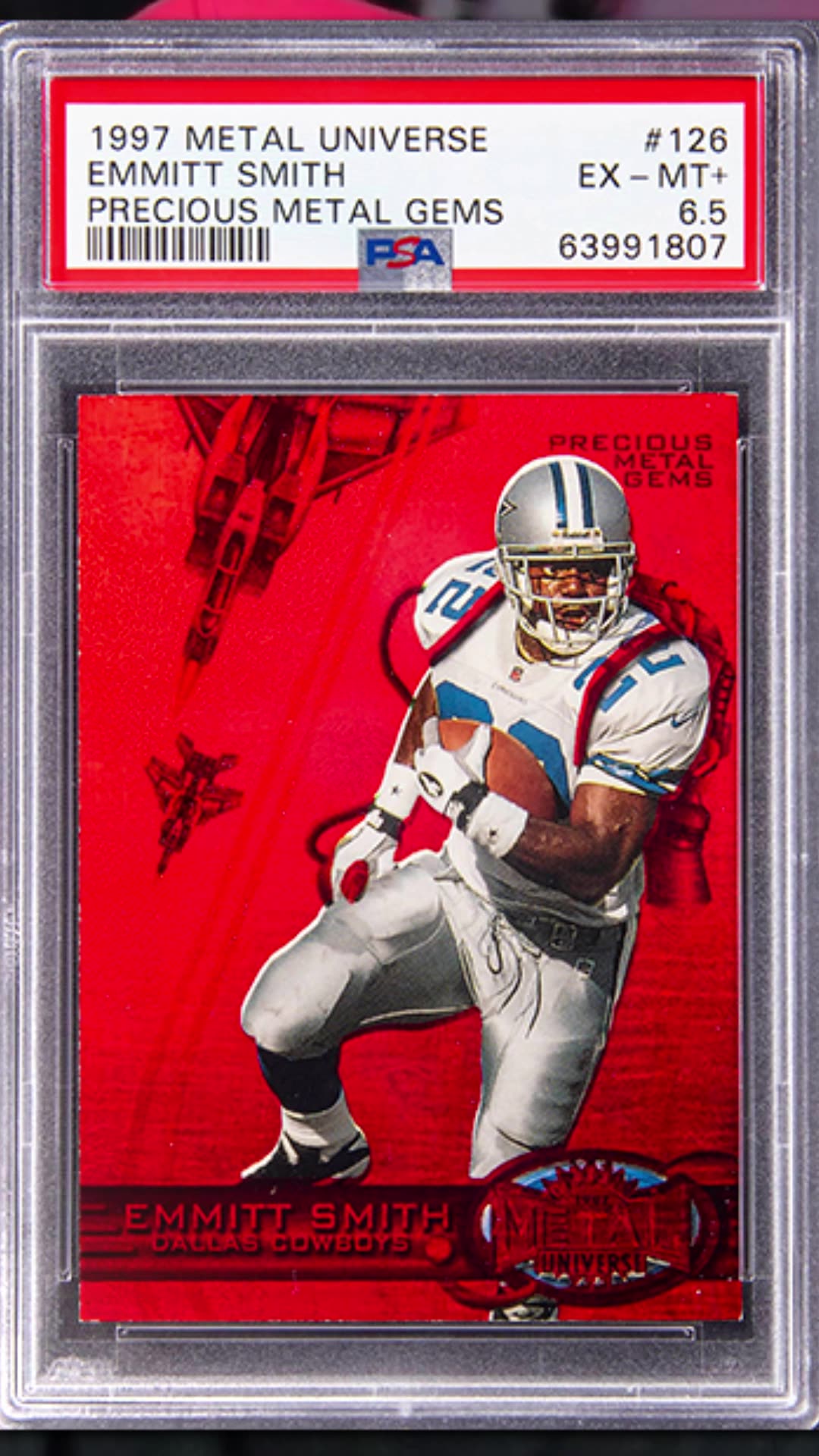 1997 NFL METAL UNIVERSE EMMITT SMITH cheapest #126 DALLAS COWBOYS PSA 9 MINT POP 17 ONLY