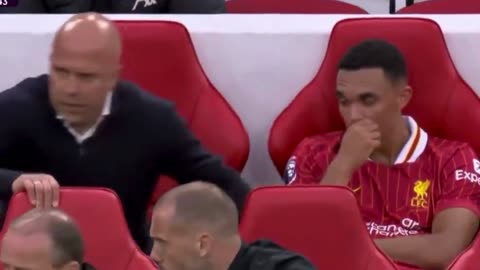 Trent Alexander-Arnold exchange with Arne Slot at full-time