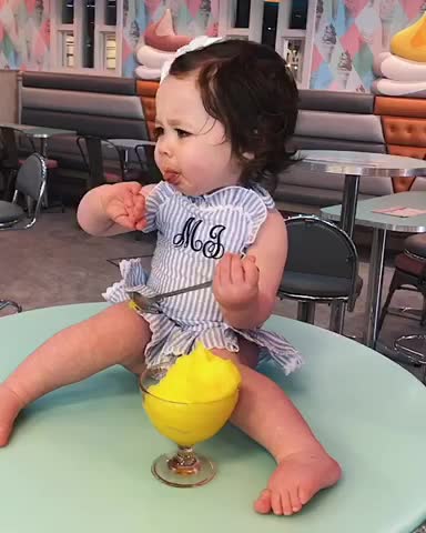 Marlowe eating ice sorbet