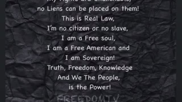 I am a Free American for first time in over 150 years, in the restored republic!