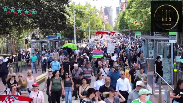 Time-Lapse - Hundreds of Thousands March Again in Melbourne. 27.11.2021
