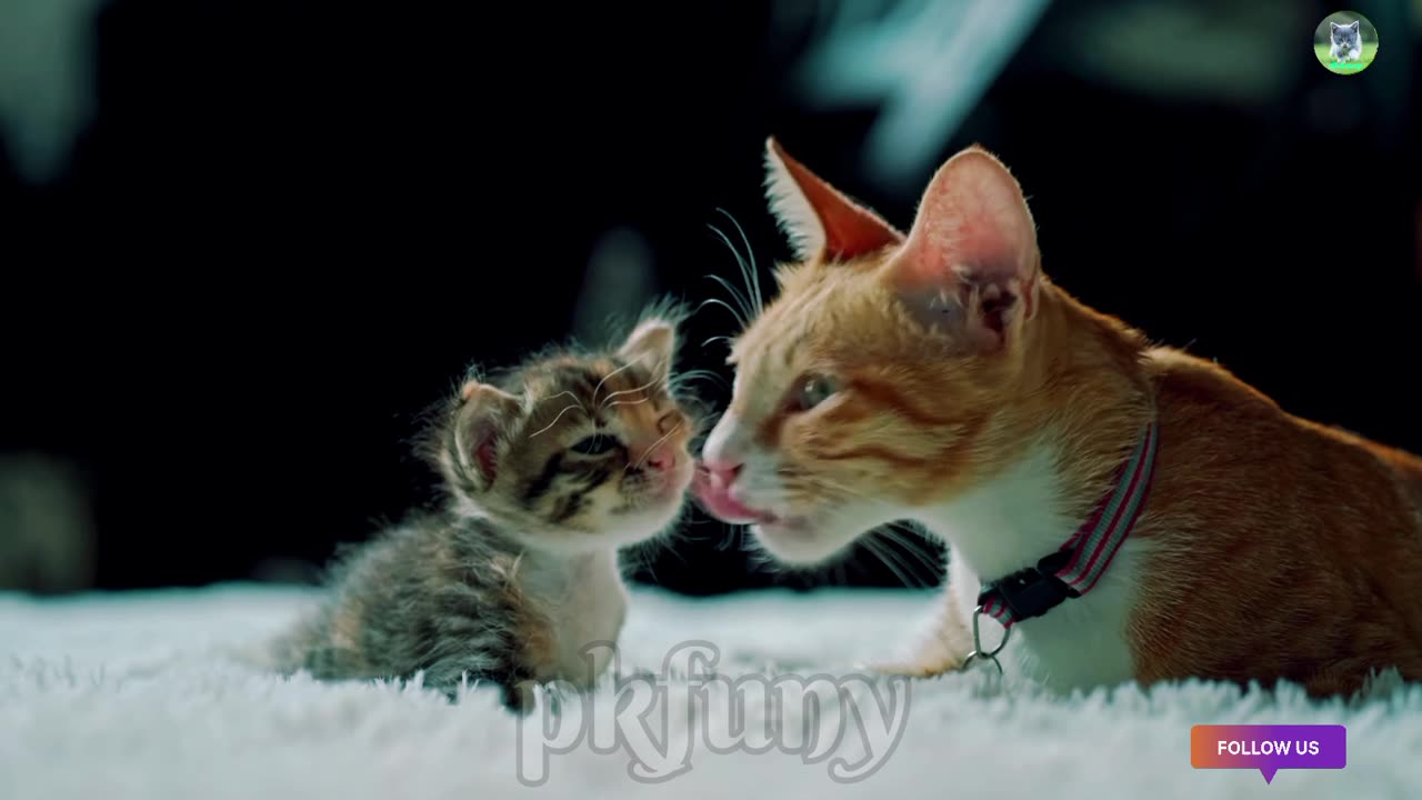 Cute kitten baby cat love mom