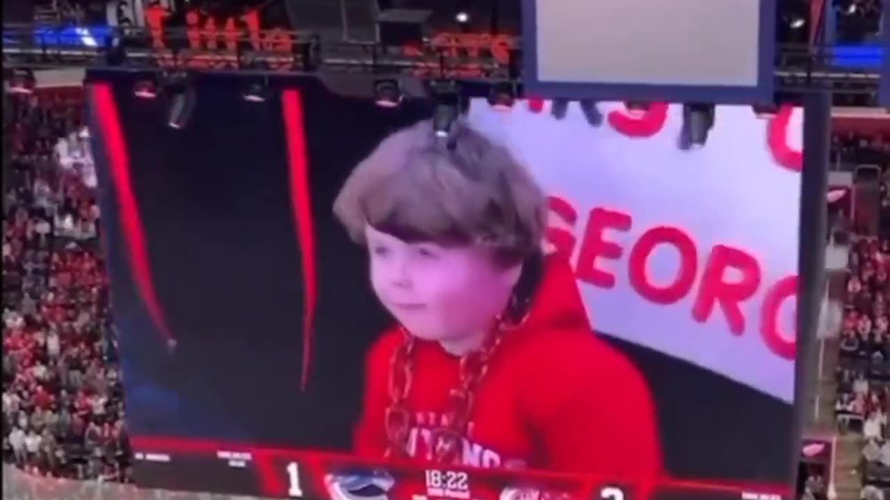 Fans at Game Cheered every time this kid came on the screen and booed when it went on someone else.