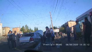 Drifting Driver Loses Control of Car in Russia