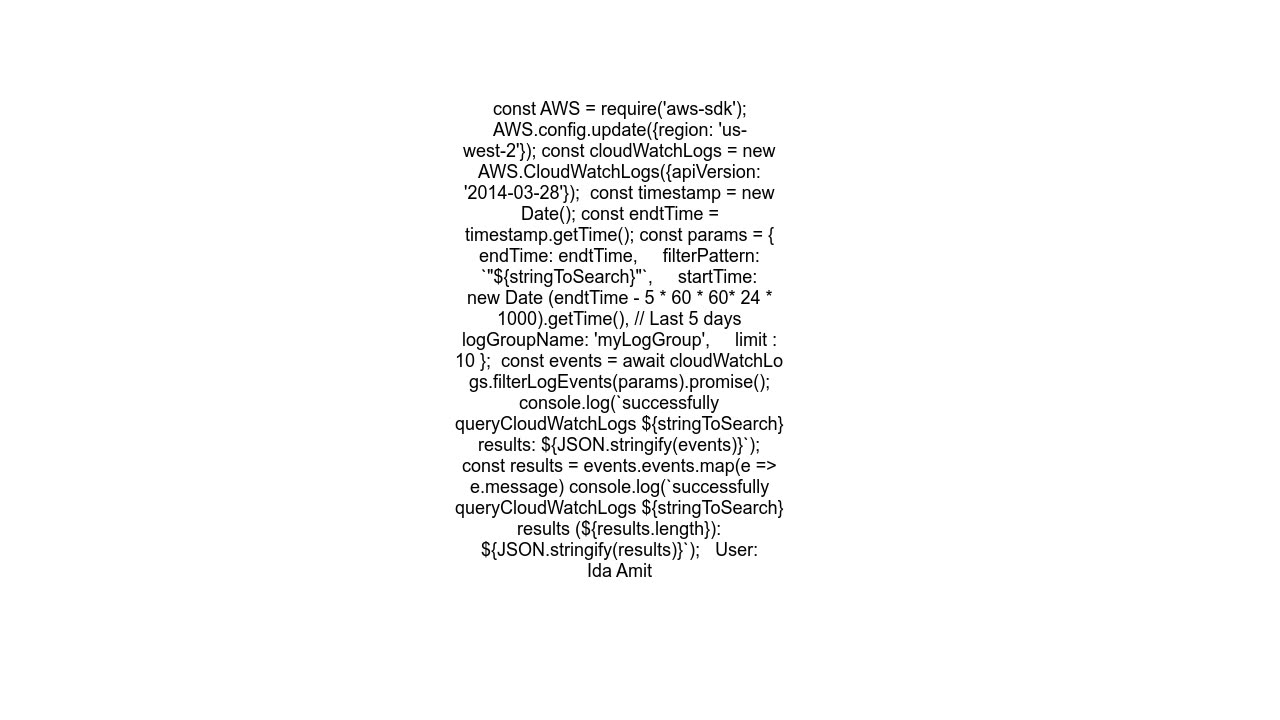 How can I read cloudwatch logs using awssdkin nodejs