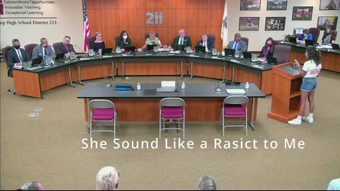 “Predominantly white” faculty can’t help her. At D214 Speaking at School Board meeting 16 July 2021