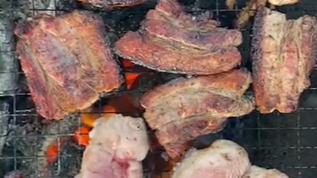Grilled pork belly charcoal