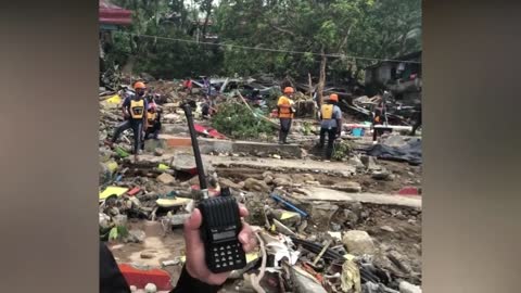 Landslide Causes Tsunami in Abuyog, Leyte, Philippines from Agaton - Apr. 12, 2022