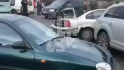 Ukraine armed forces fleeing their position hits a civilian vehicle