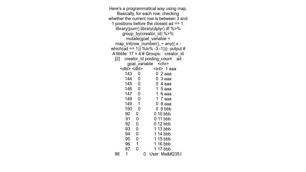 Marking the X previous occurences in R