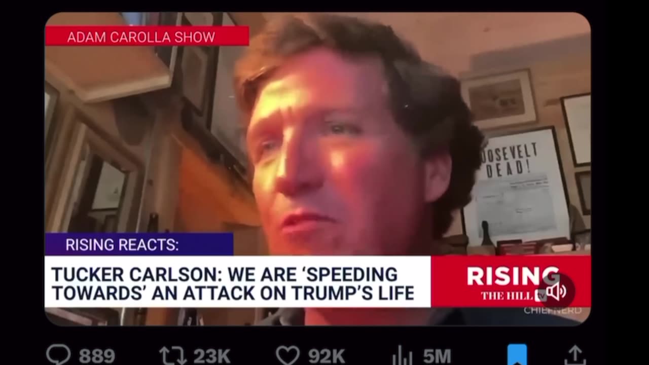 Tucker Was ridiculed Six Months Ago That There Will Be An Attempt on President Trump's Life