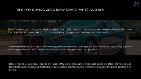 Sustainable Choice: Used BMW Spare Parts for Sale