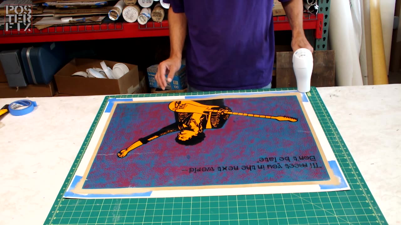 JIMI HENDRIX - 1971 Velvet Black Light Poster Fix