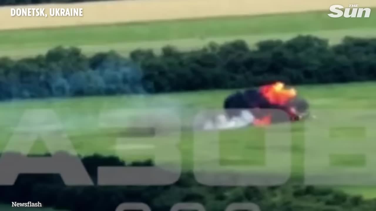 Huge fireball explosion as Russian helicopter gunship is DESTROYED by Ukraine forces in Donetsk