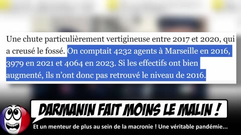 Le GROS MENSONGE de Darmanin à Marseille, il y a moins de policiers qu'en... 2016 !
