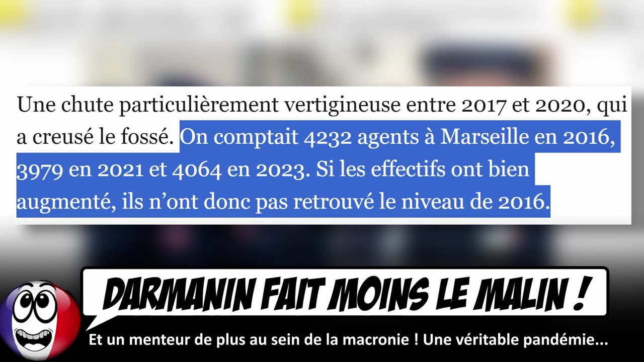 Le GROS MENSONGE de Darmanin à Marseille, il y a moins de policiers qu'en... 2016 !