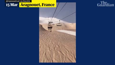 Saharan dust cloud turn skies and ski slopes in Europe orange