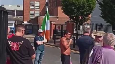 Irish people out demonstrating for Enoch Burke