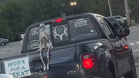 Halloween Decorated Truck Has a Surprise