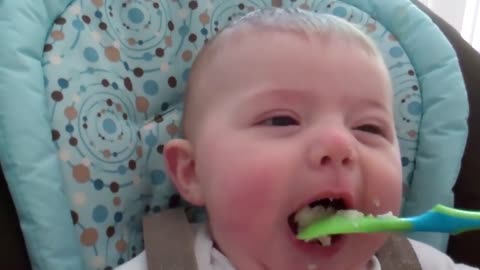 Funny Baby Loves Food