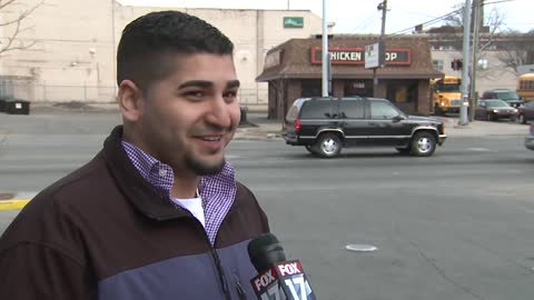 Car Crash During News Interview