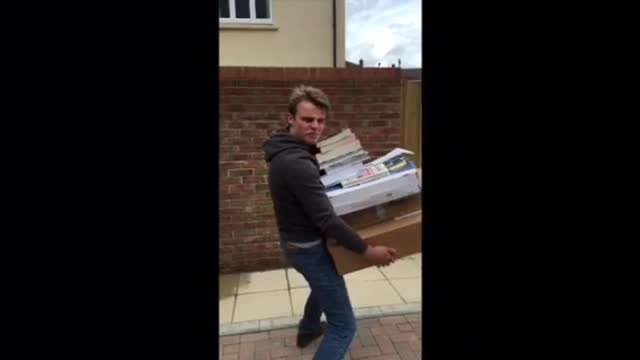 Collab copyright protection - guy carrying boxes floor is lava