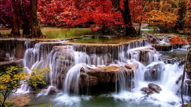 Satisfying waterfall, nature calming sounds