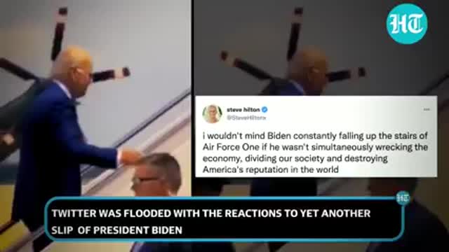 Biden stumbles again, this time up stairs of Air Force One; Trump supporters mock I Viral