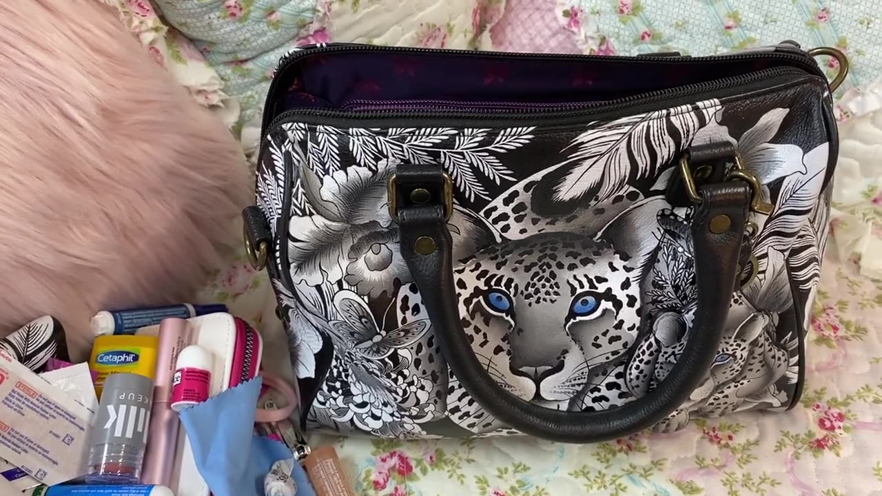 Requested: What's in my Anuschka Satchel in Cleopatra's Leopard.