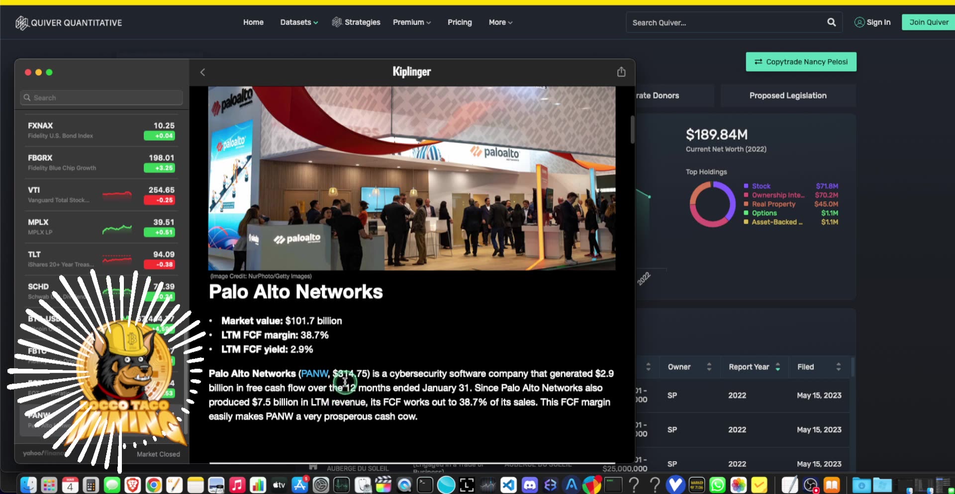 The Nancy Pelosi Strategy. Follow the stock trades of your favorite politicians.