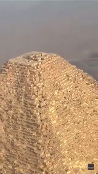 A Dog Climbed to the peak of the renowned Great Pyramid of Giza in Egypt and let out a bark