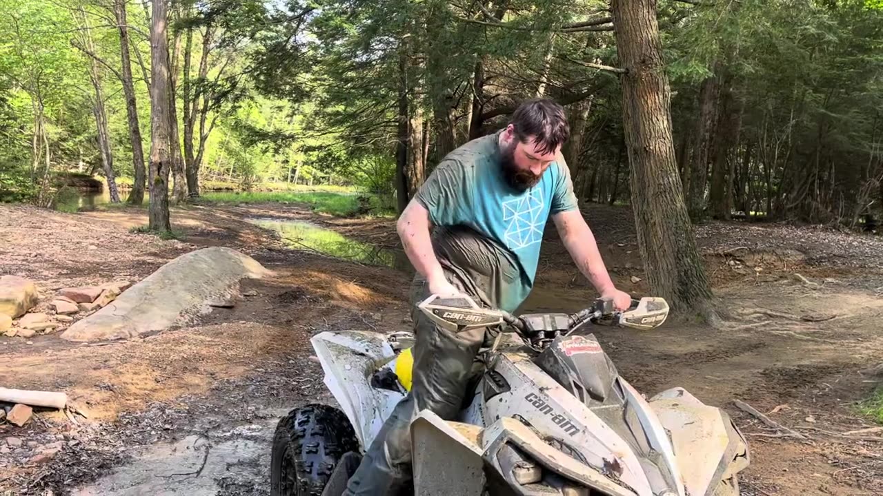 Brand new Renegade 1000 hits its first mud hole.