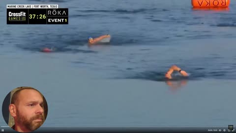 Serbian CrossFit athlete Lazar Dukic disappears under the water before finish line