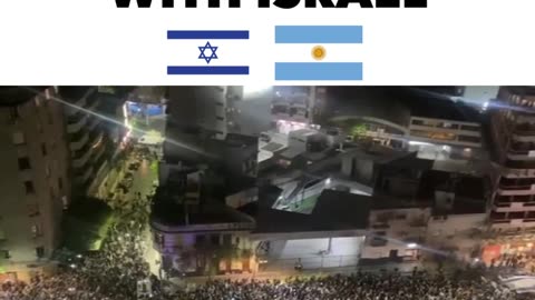 The national anthem of Israel 'HaTikvah' is played in Argentina at a massive rally