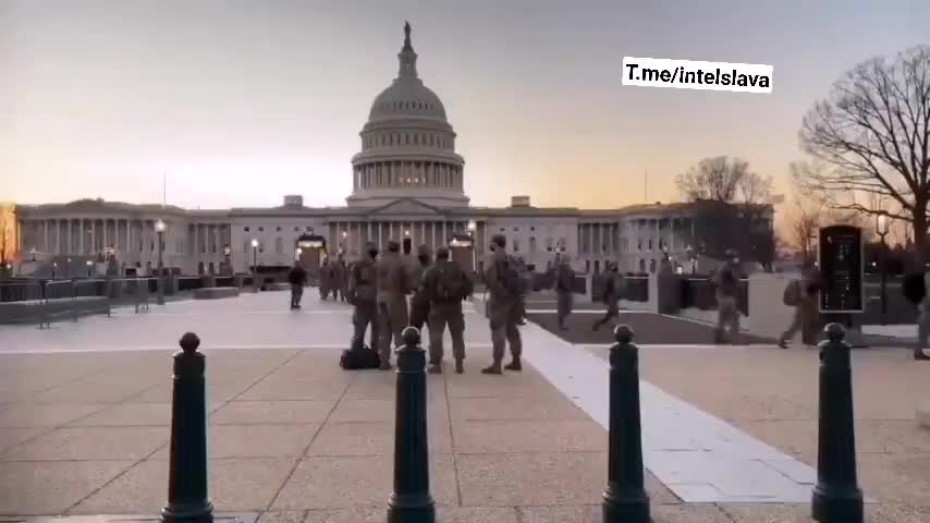 National Guard units take up positions at the U.S. Capitol.