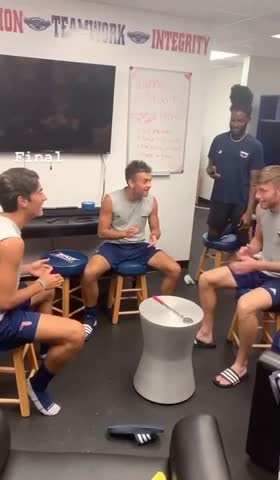 Rain delays in soccer locker rooms be like