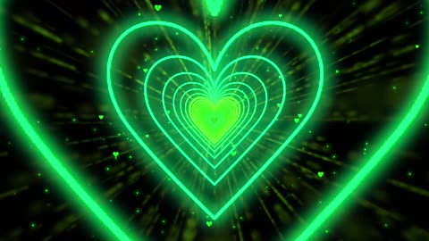 507. Heart Tunnel Background💚Green Heart Tunnel Neon Heart Heart