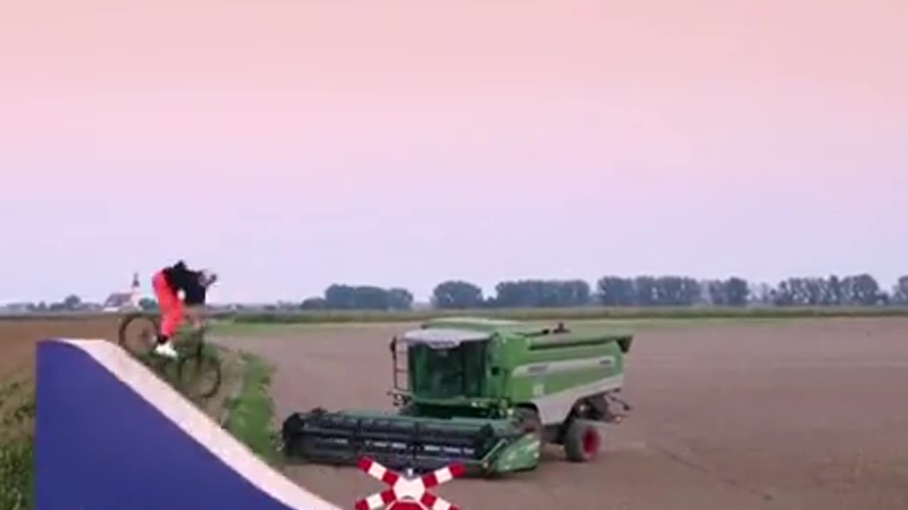 Riding a bike on a moving train