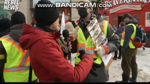 Asking questions counter protestors in Ottawa.