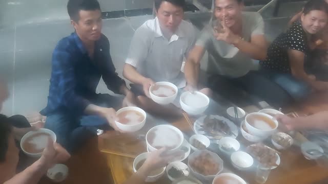 the brother's second mortar to drink from the bowl