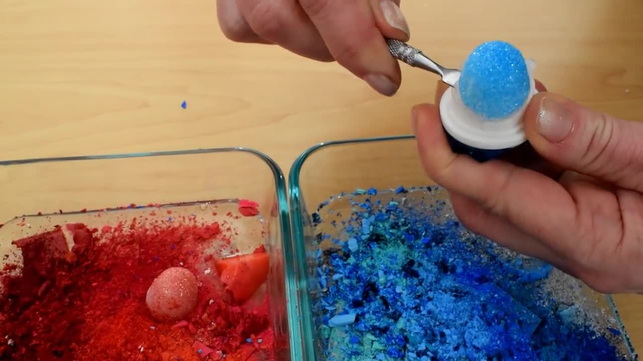 Cherry Red vs Blue Raspberry - Mixing Makeup Eyeshadow Into Slime ASMR