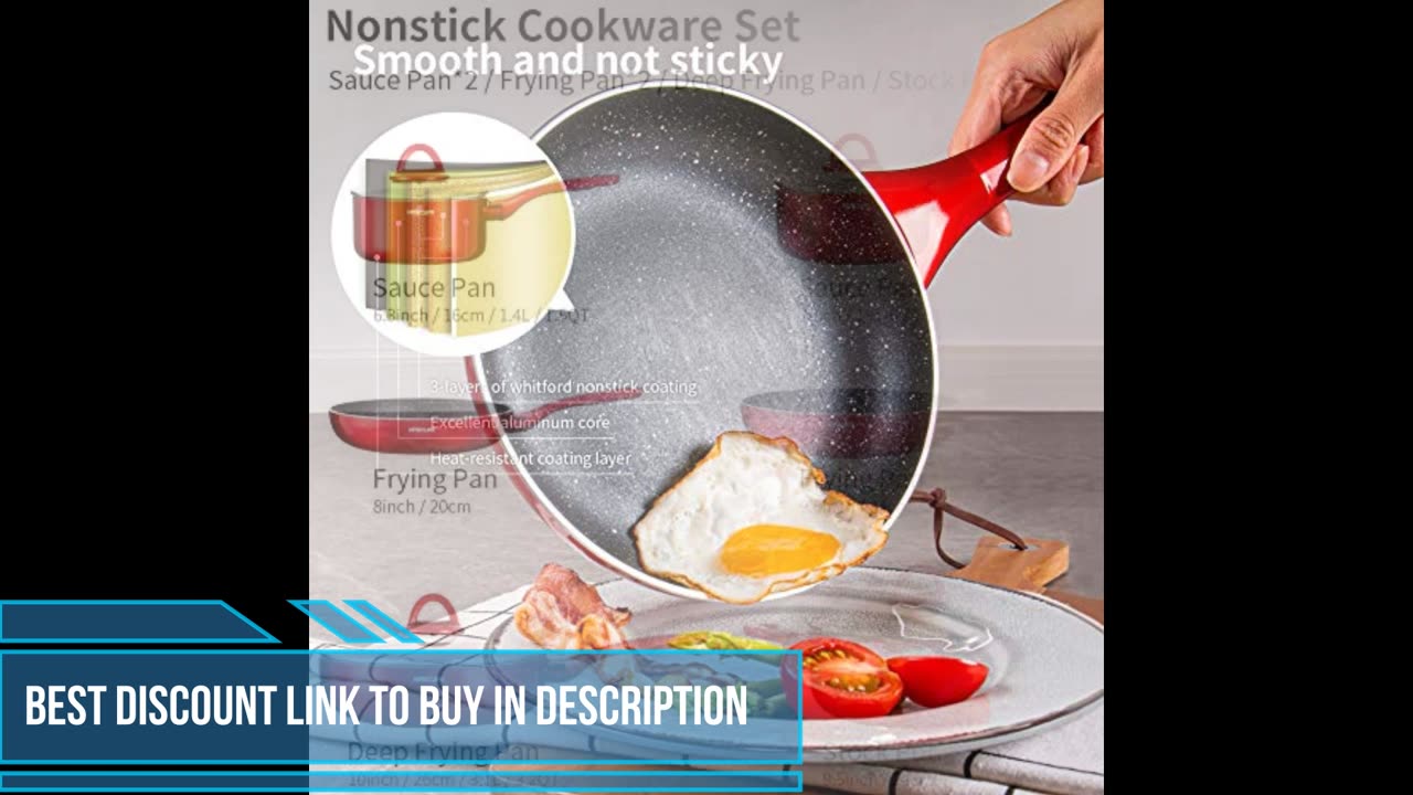 Nonstick Cookware Set 10 Pieces,Induction Pots and Pans Sets, Induction Frying Pan