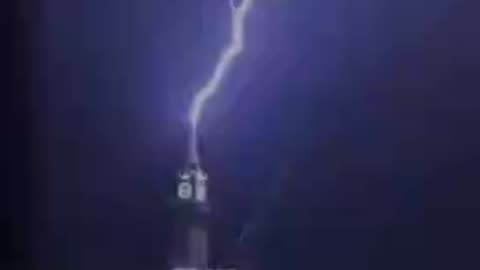 Lightning strikes in the city of Mecca in Saudi Arabia