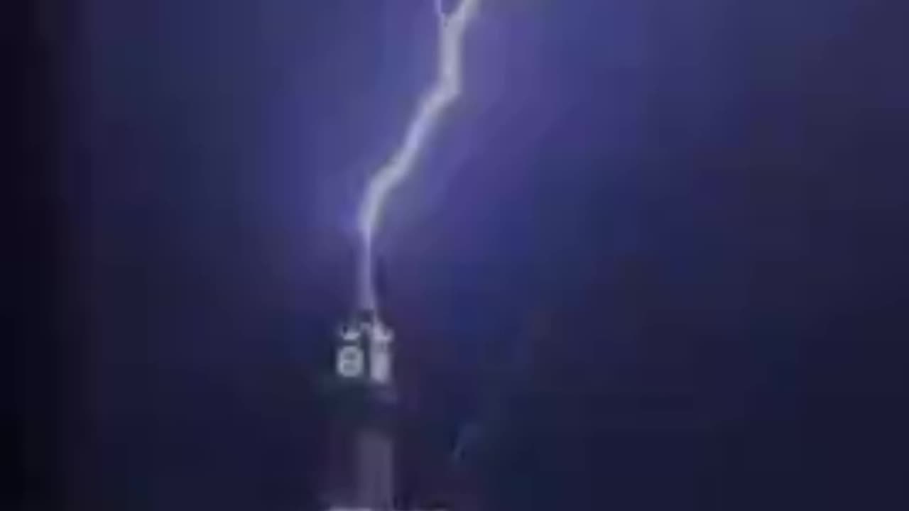 Lightning strikes in the city of Mecca in Saudi Arabia